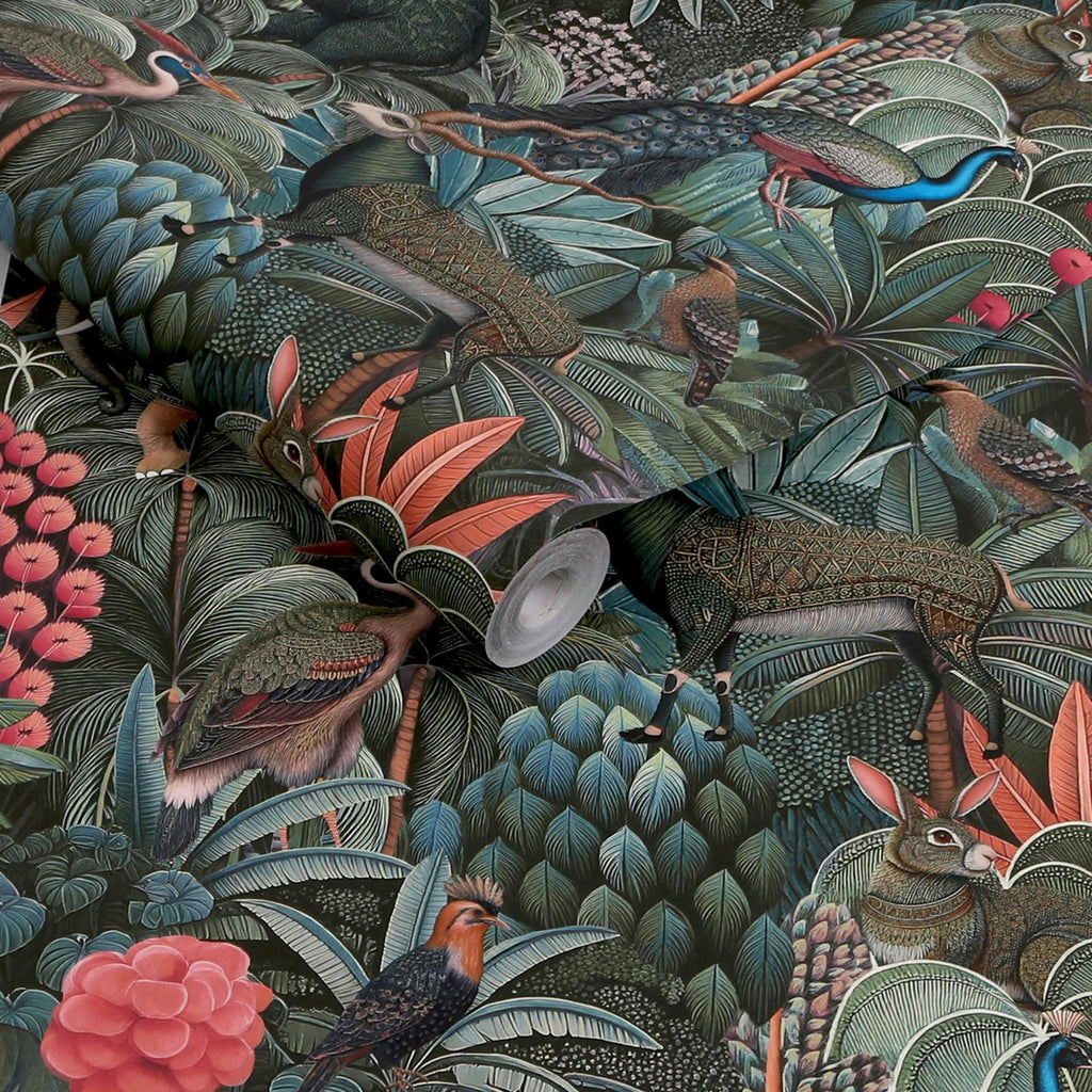 Jungle Jamboree Green Wallpaper