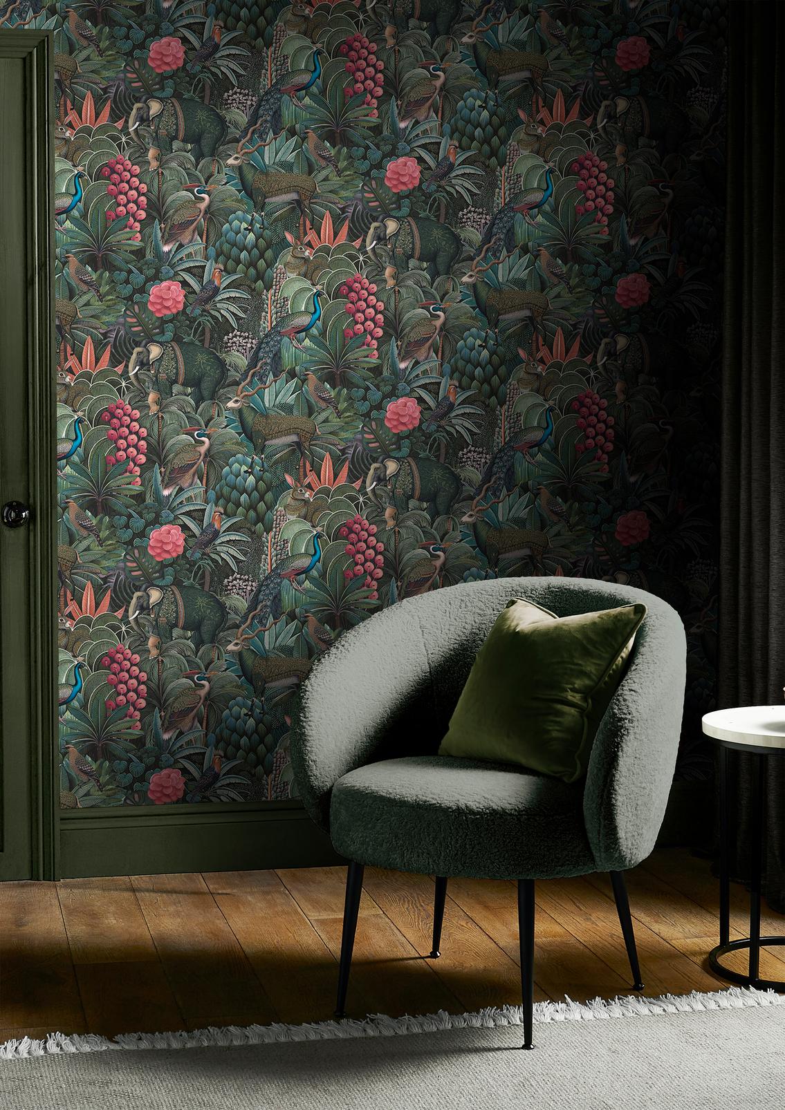 Jungle Jamboree Green Wallpaper
