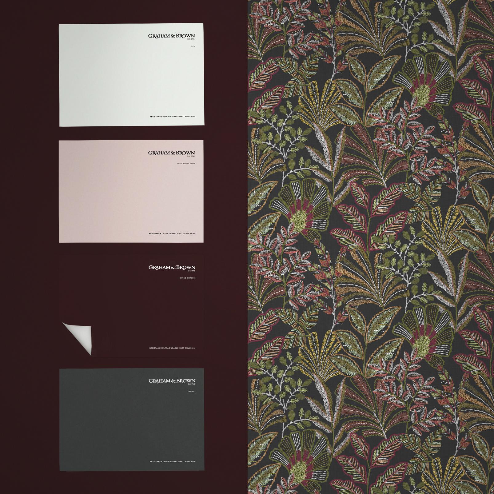 Vendura Weave Black & Damson Wallpaper