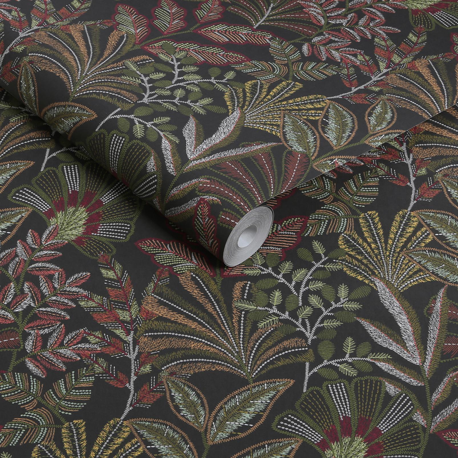 Vendura Weave Black & Damson Wallpaper