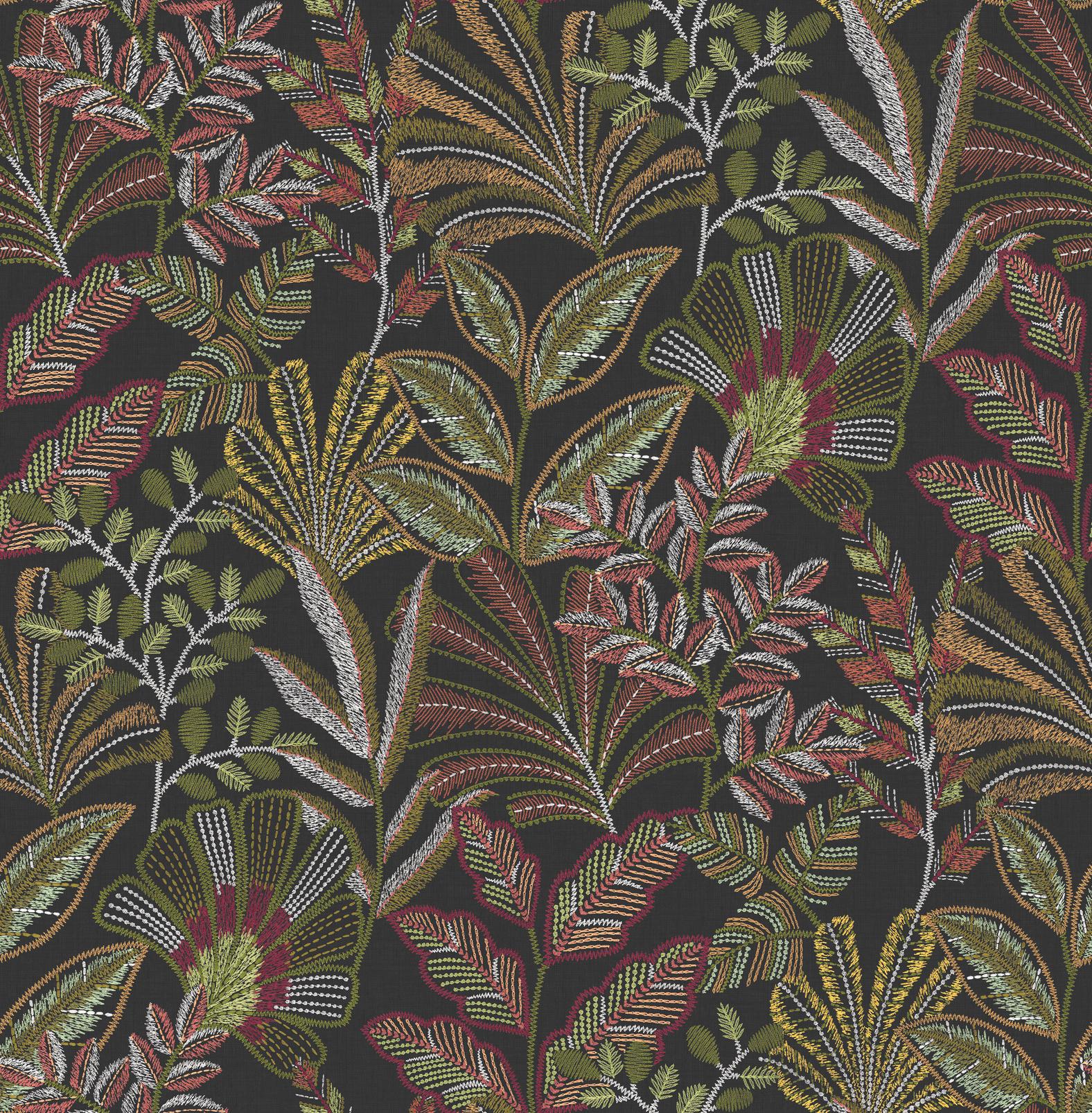Vendura Weave Black & Damson Wallpaper