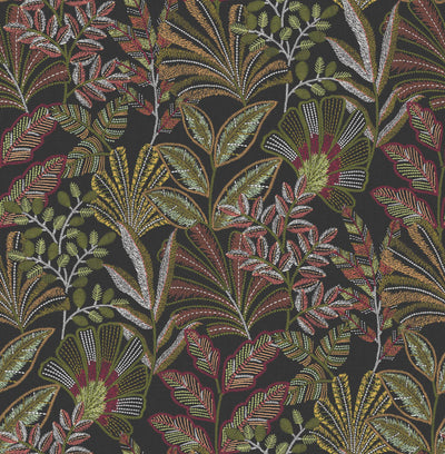 Vendura Weave Black & Damson Wallpaper