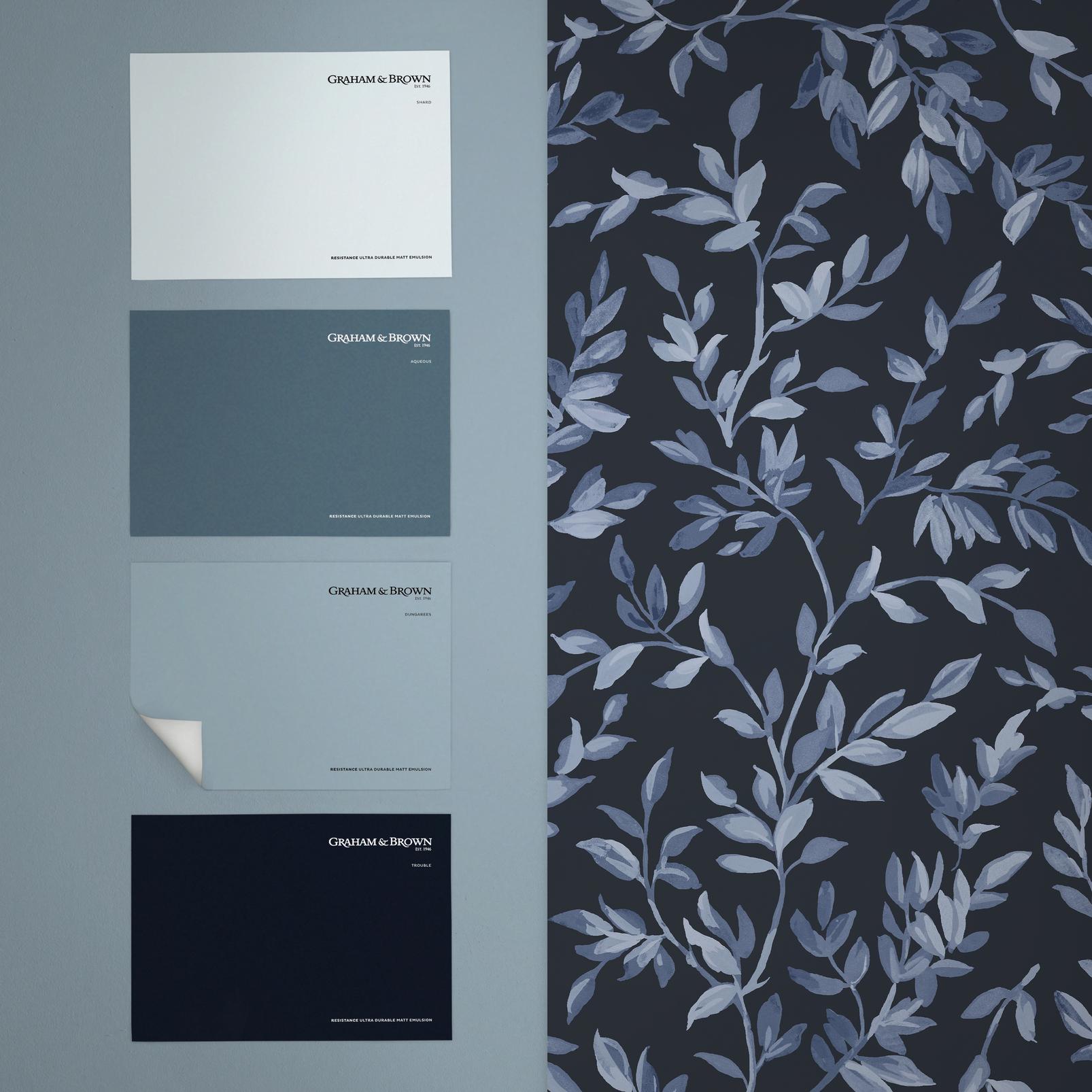Archivist's Leaf Navy Wallpaper