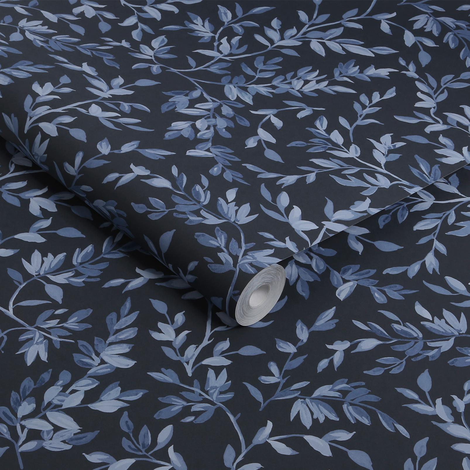 Archivist's Leaf Navy Wallpaper