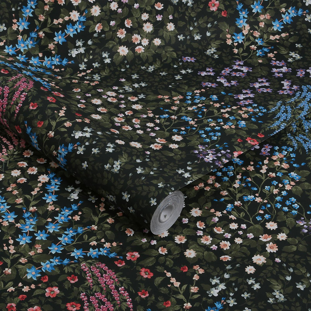 Painterly Flora Black  Wallpaper
