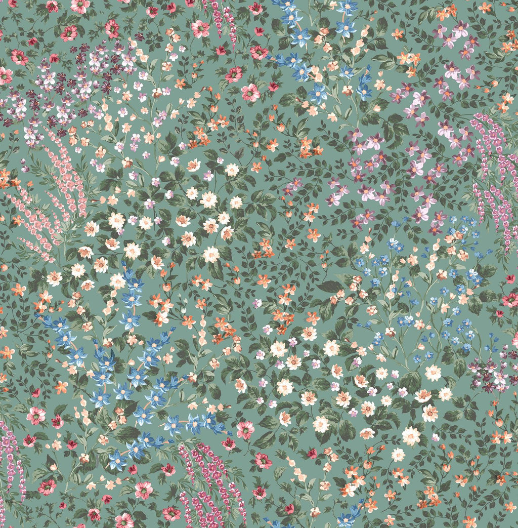 Painterly Flora Green Wallpaper
