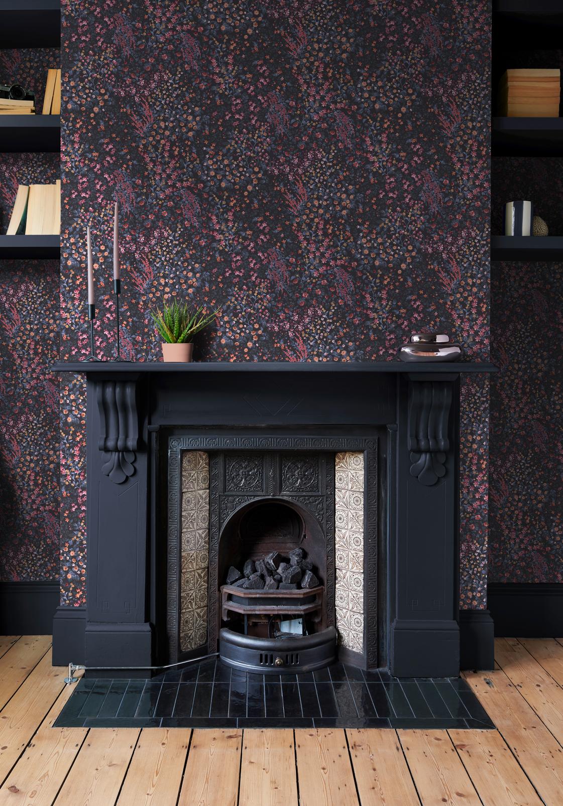 Painterly Flora Blue & Pink Wallpaper