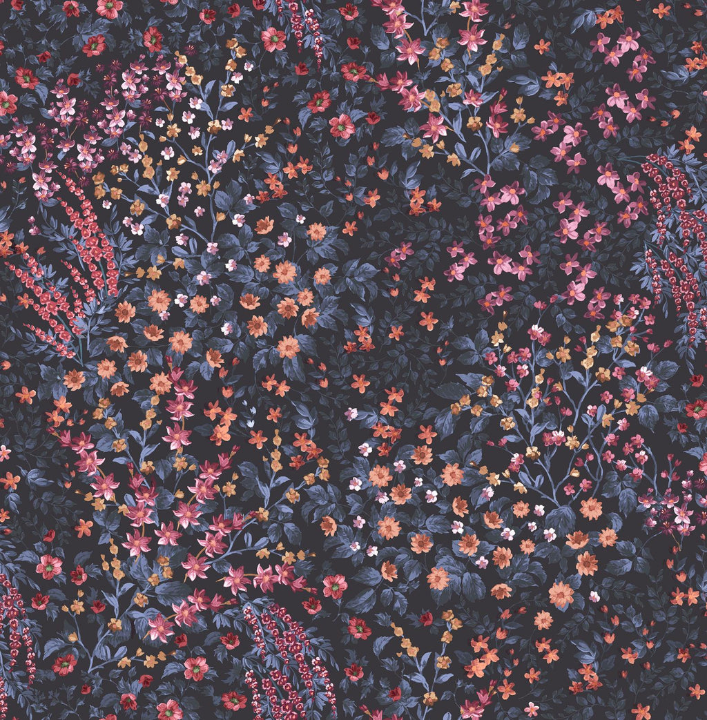 Painterly Flora Blue & Pink Wallpaper