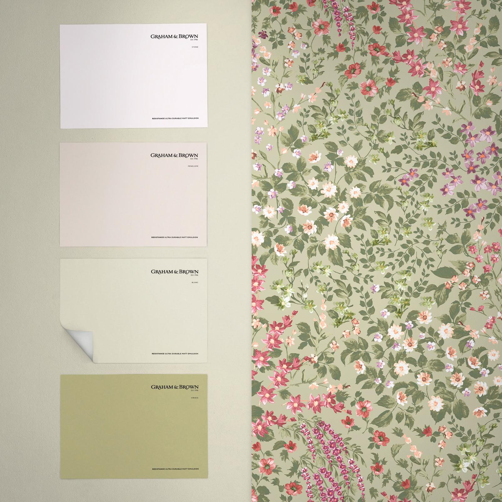 Painterly Flora Sage Wallpaper