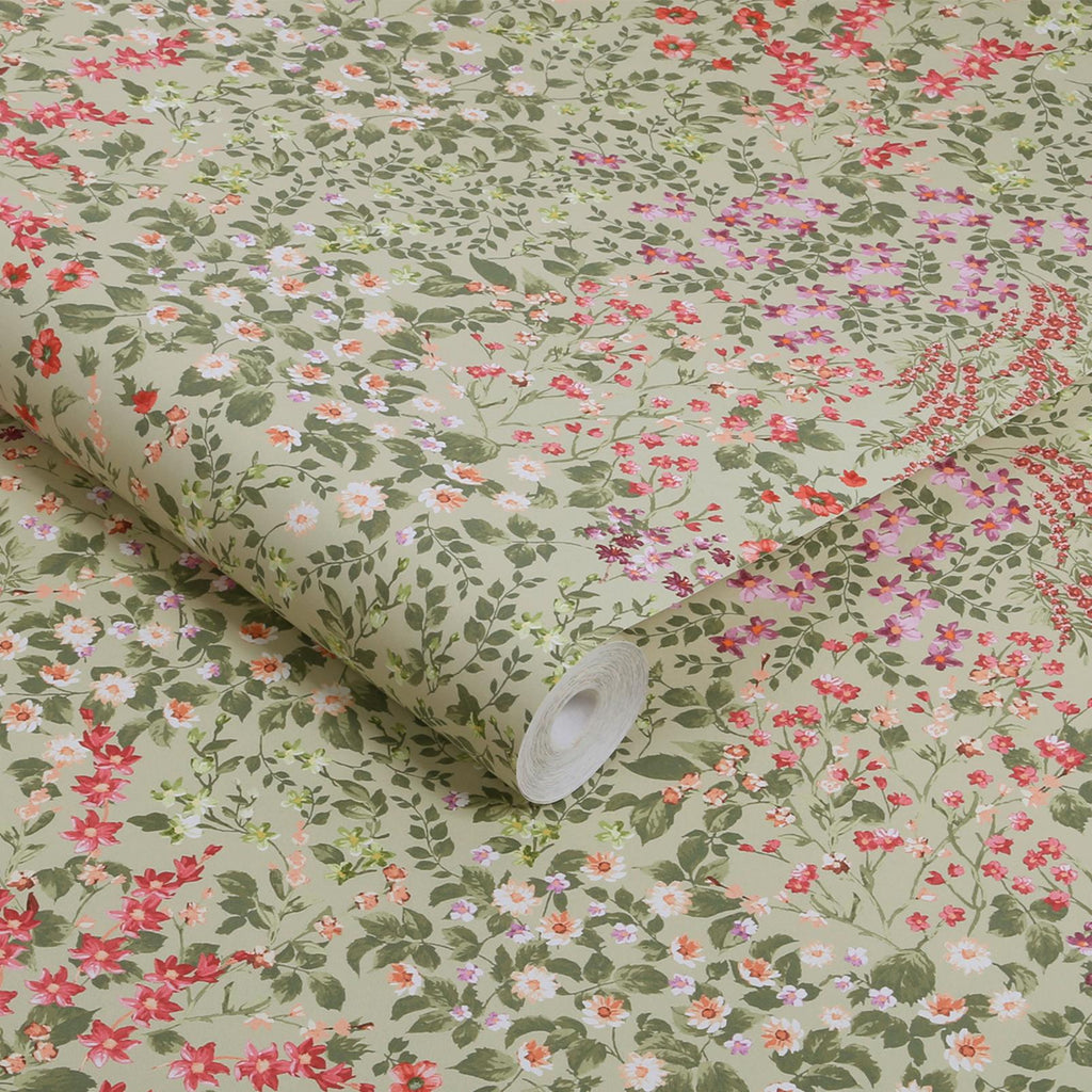 Painterly Flora Sage Wallpaper