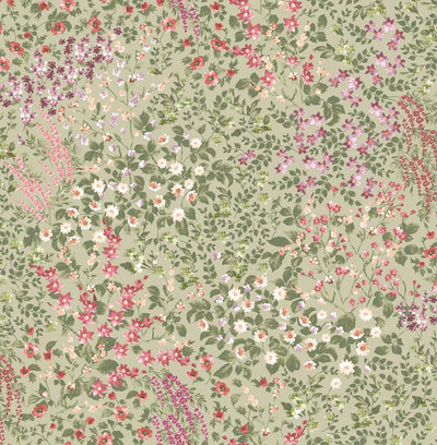 Painterly Flora Sage Wallpaper