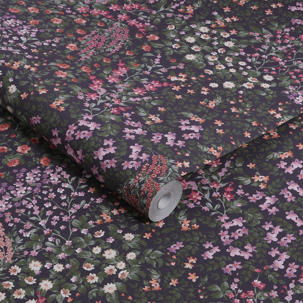 Painterly Flora Purple Wallpaper
