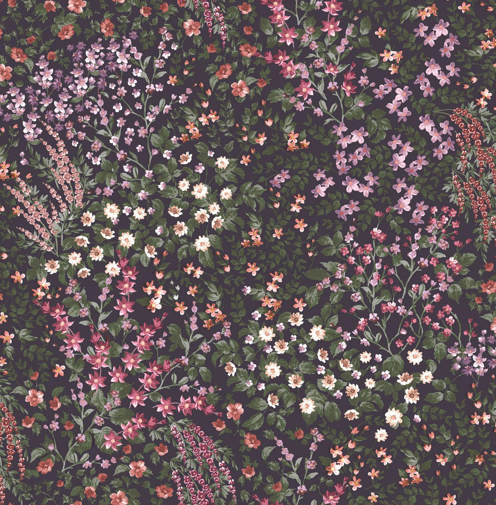 Painterly Flora Purple Wallpaper