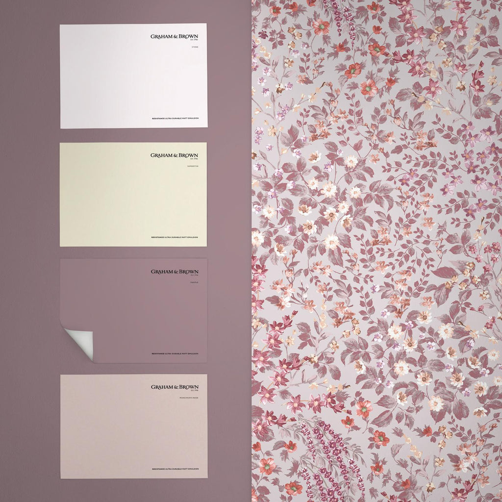 Painterly Flora Pink Wallpaper