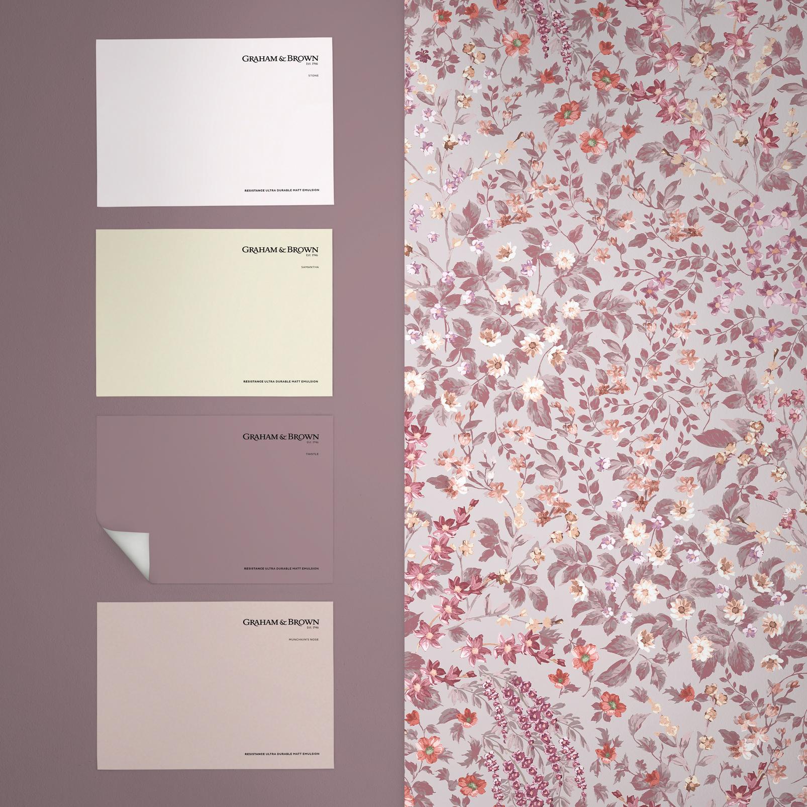 Painterly Flora Pink Wallpaper