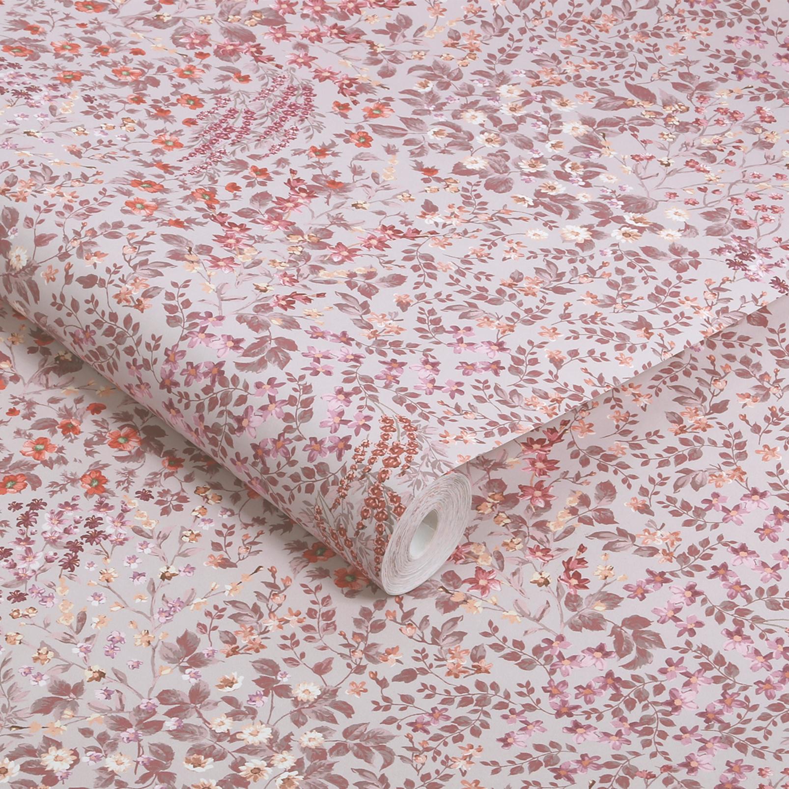 Painterly Flora Pink Wallpaper