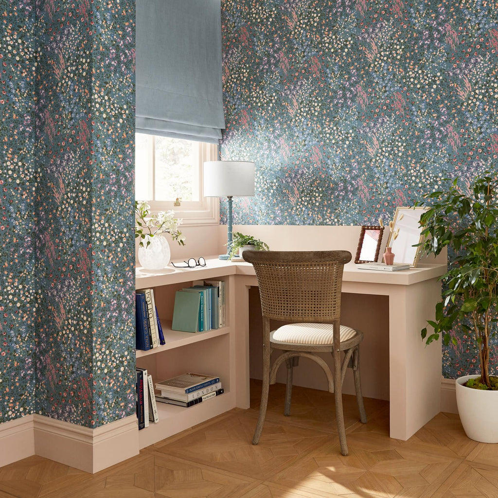 Painterly Flora Teal Wallpaper