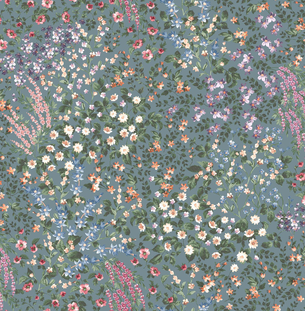 Painterly Flora Teal Wallpaper