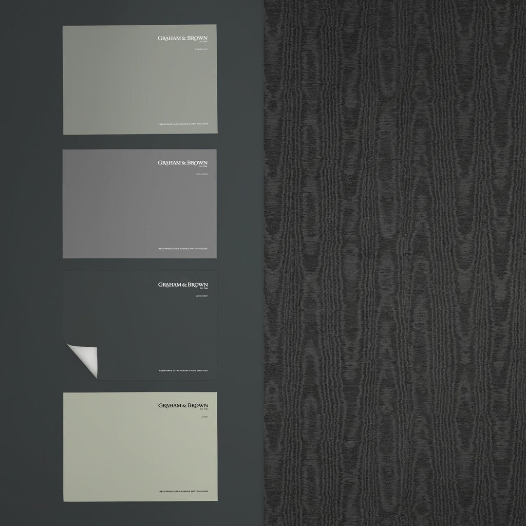 Moire Charcoal Wallpaper