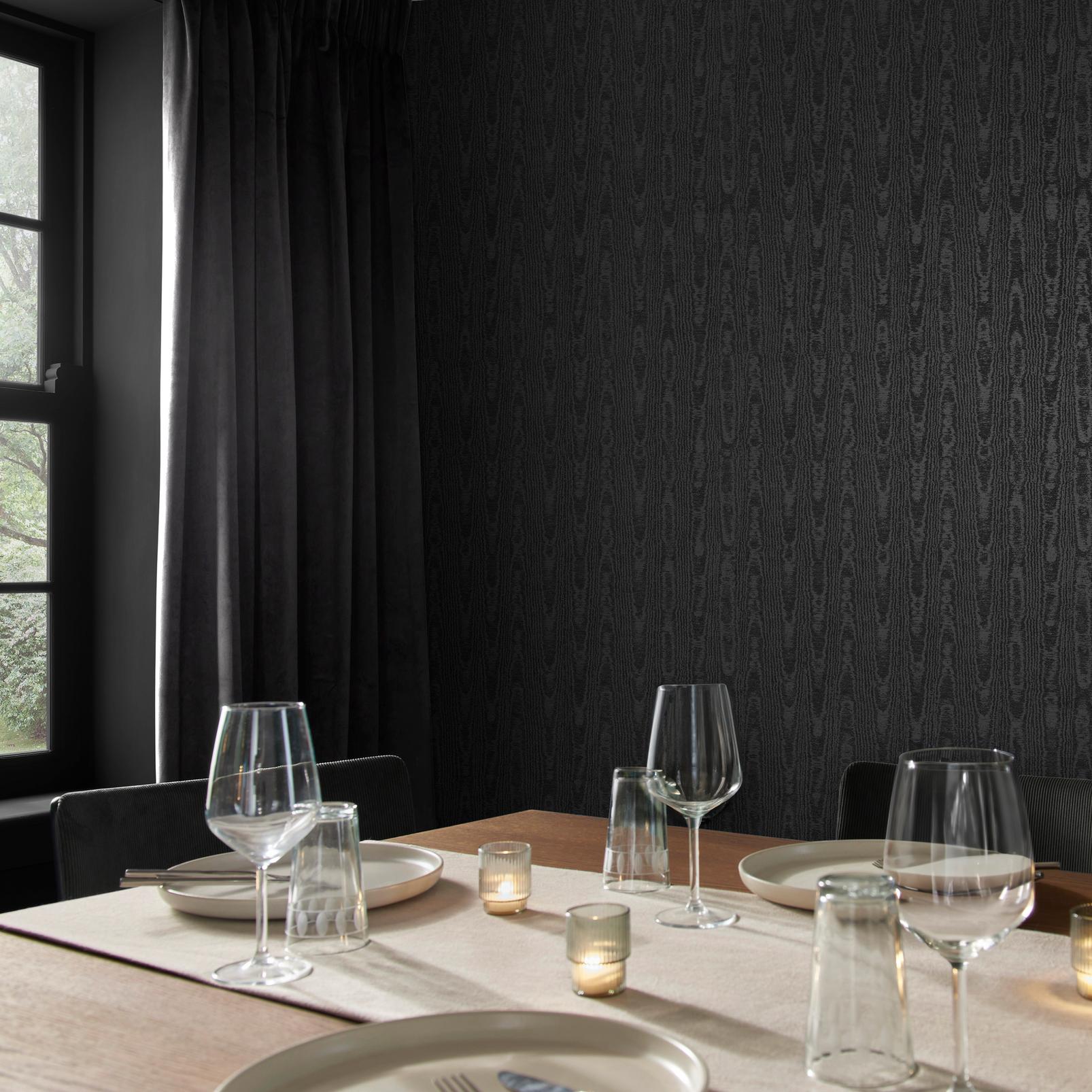 Moire Charcoal Wallpaper