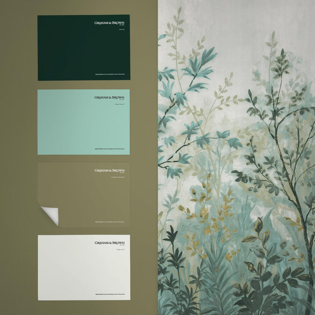 Forest in Bloom Duck Egg Bespoke Mural