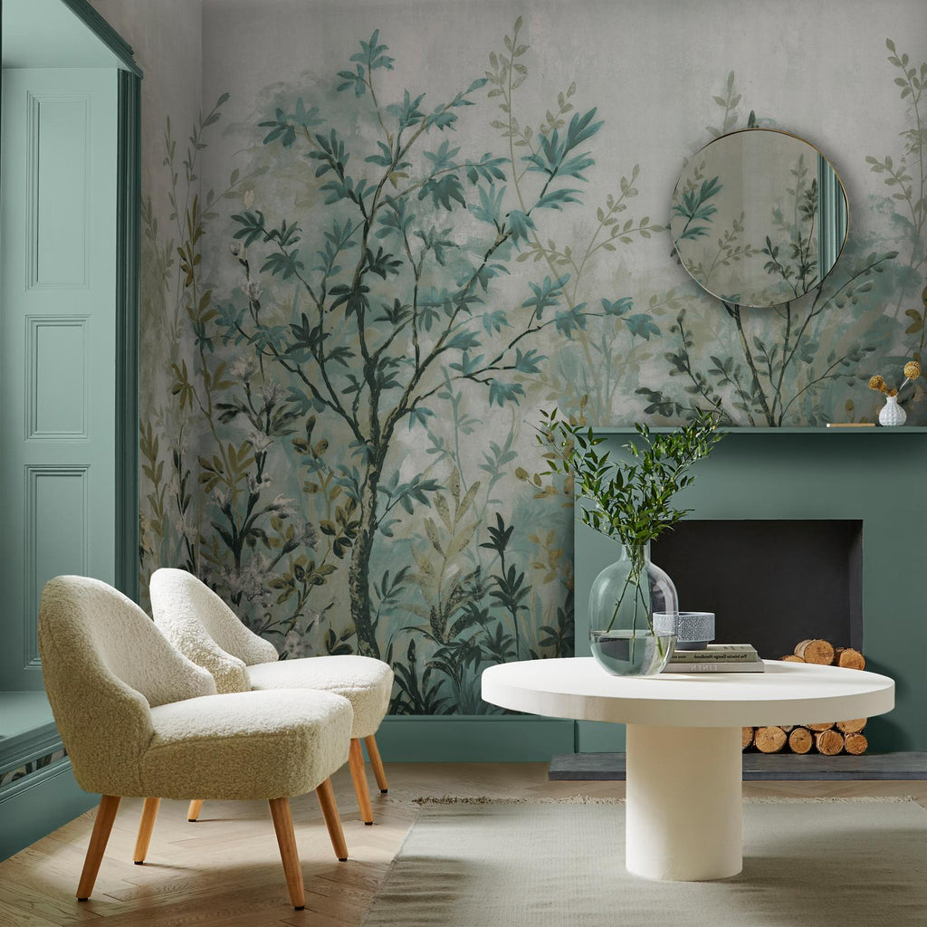 Forest in Bloom Duck Egg Bespoke Mural