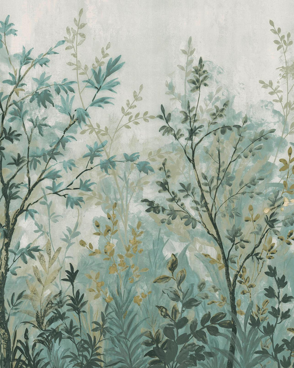 Forest in Bloom Duck Egg Bespoke Mural