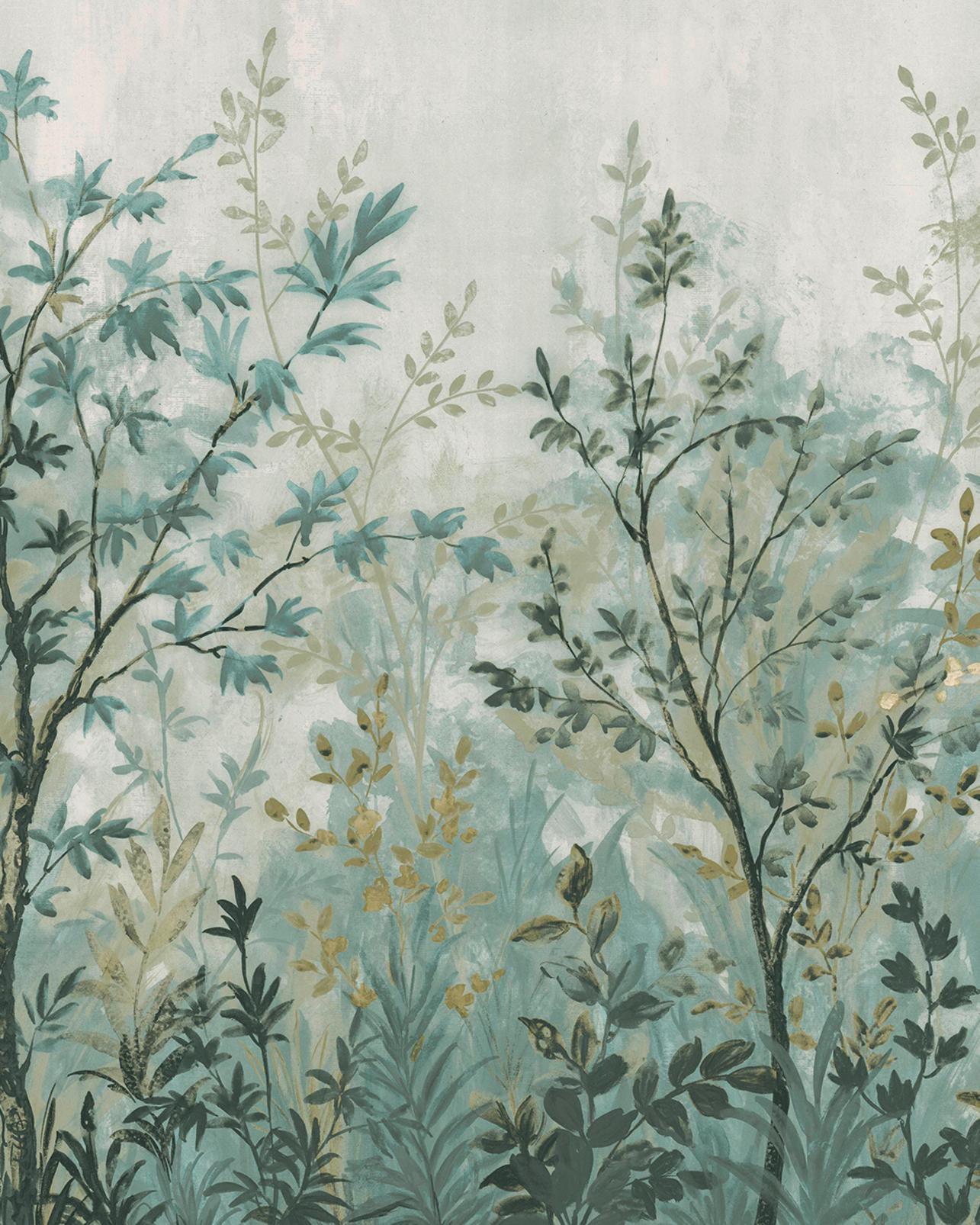 Forest in Bloom Duck Egg Bespoke Mural