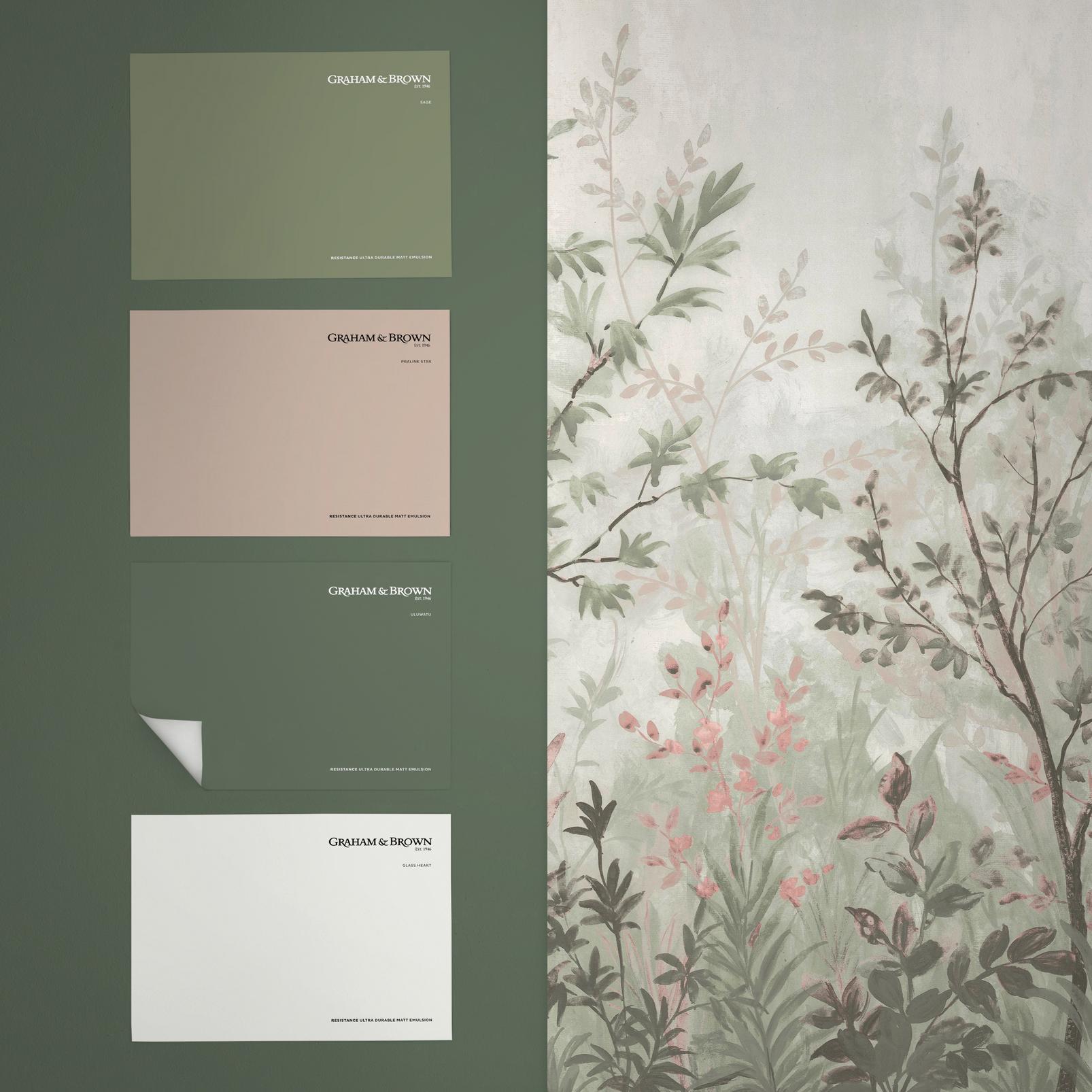 Forest in Bloom Soft Green Bespoke Mural
