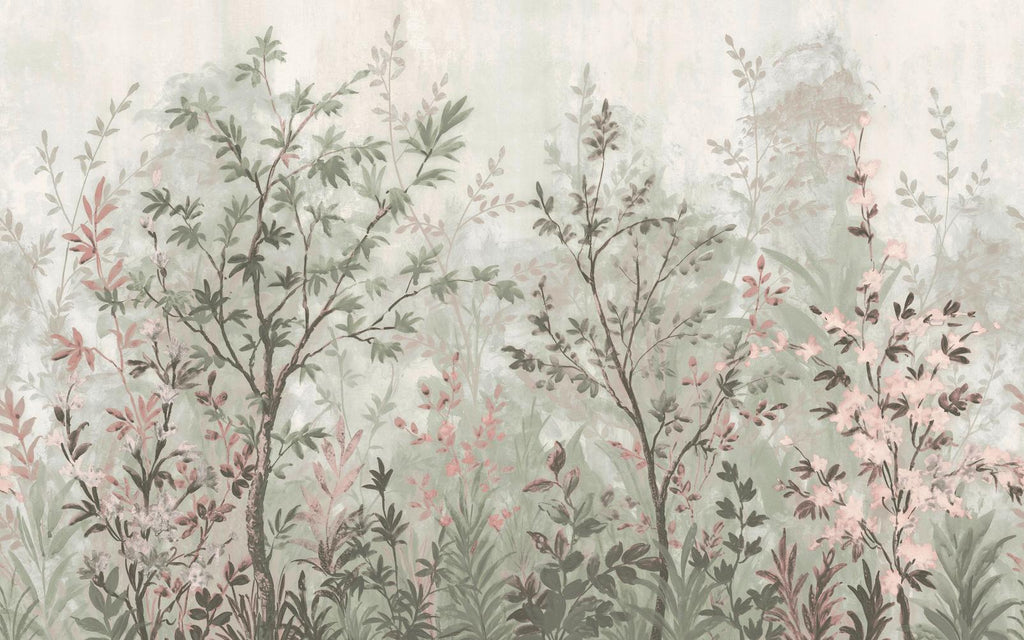 Forest in Bloom Soft Green Bespoke Mural