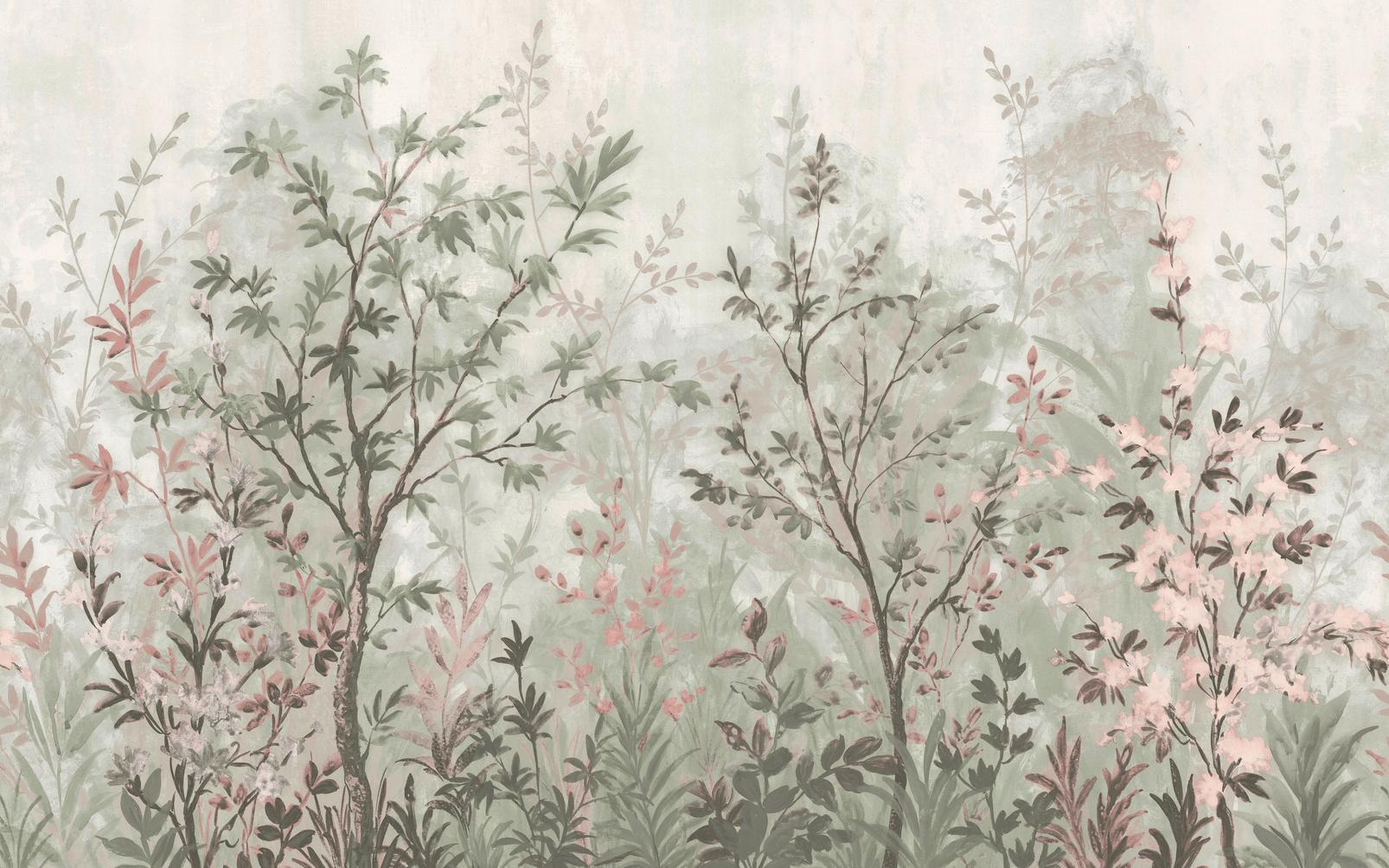 Forest in Bloom Soft Green Bespoke Mural