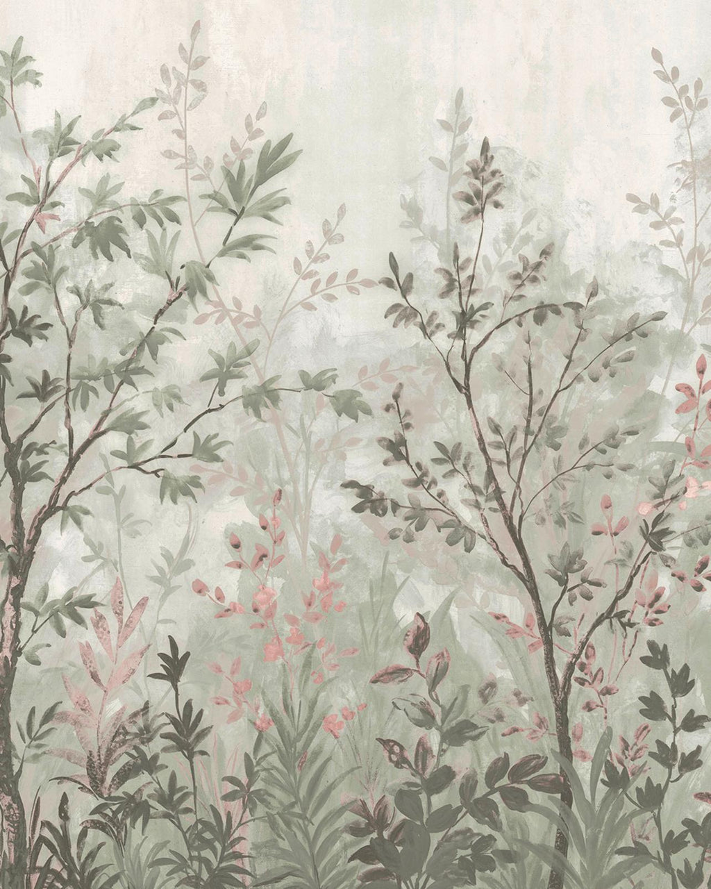 Forest in Bloom Soft Green Bespoke Mural