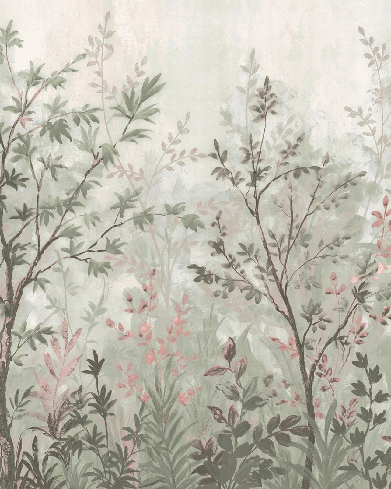 Forest in Bloom Soft Green Bespoke Mural