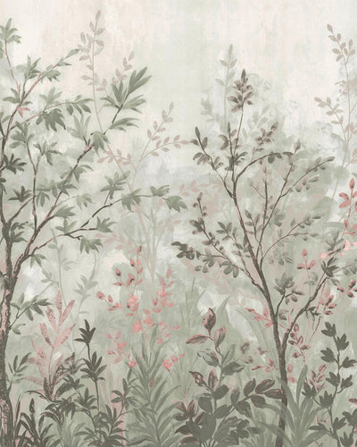 Forest in Bloom Soft Green Bespoke Mural