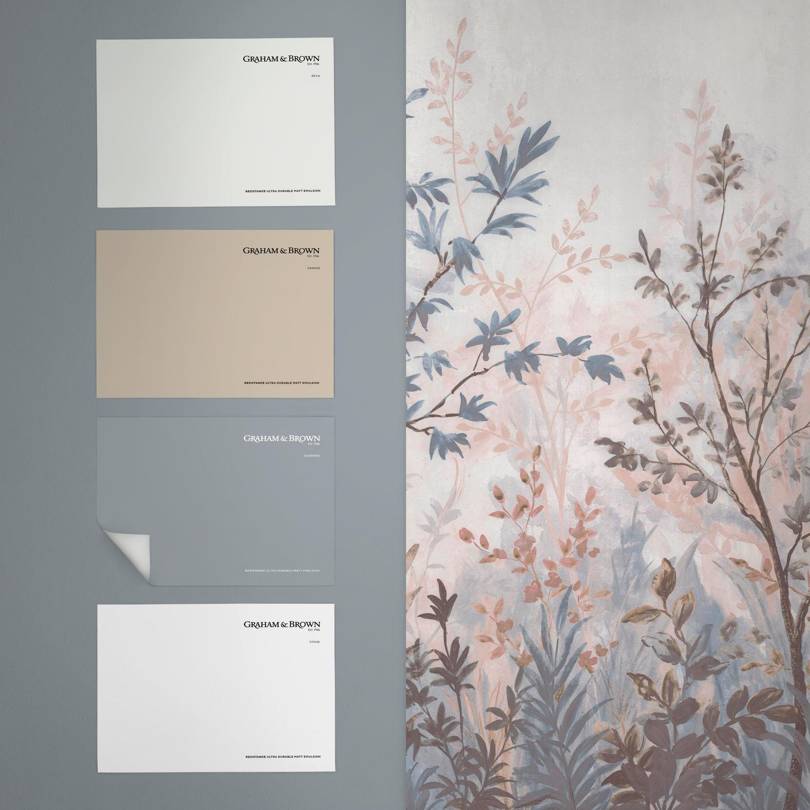 Forest in Bloom Pink & Blue Bespoke Mural
