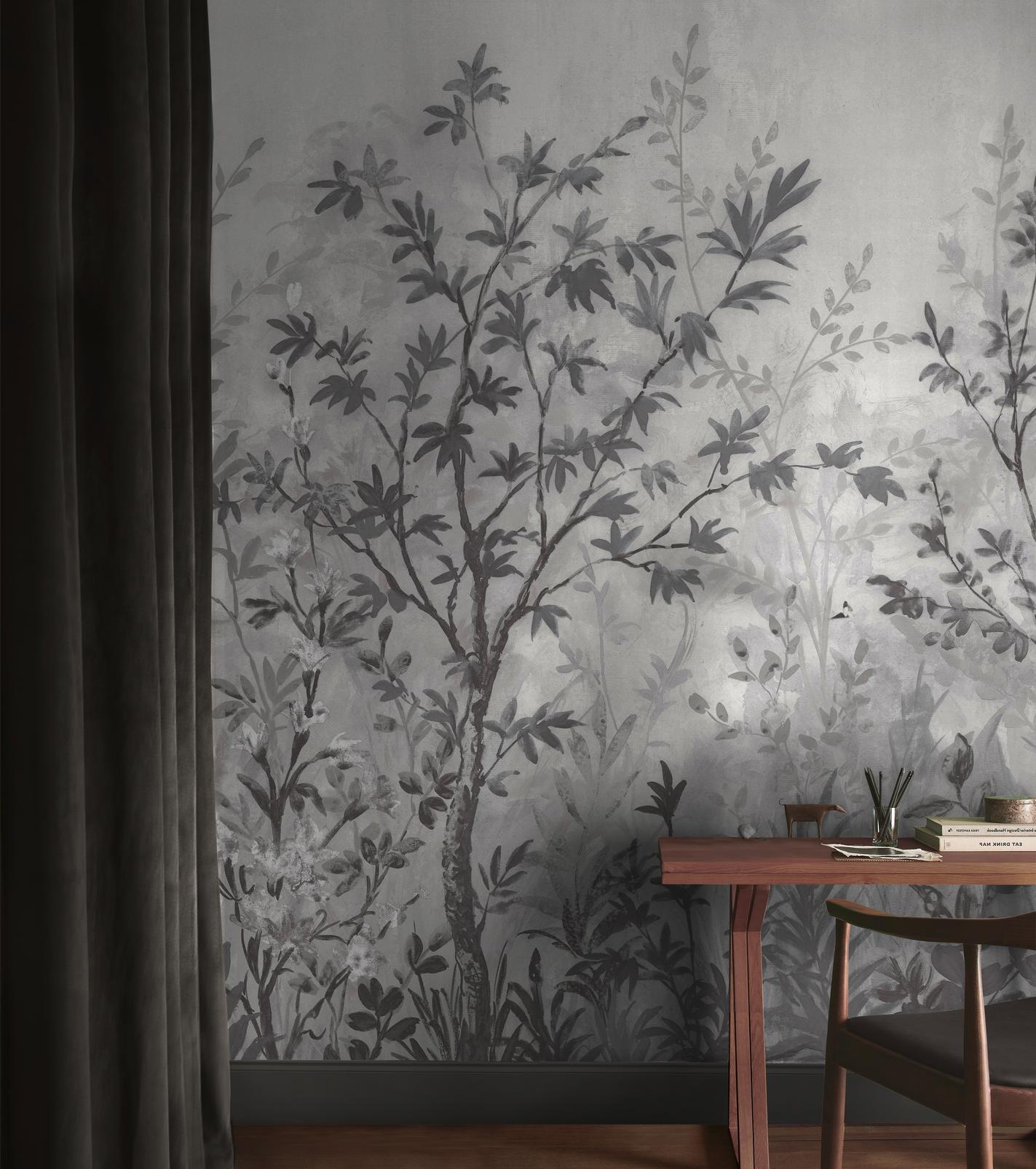 Forest in Bloom Monochrome Bespoke Mural