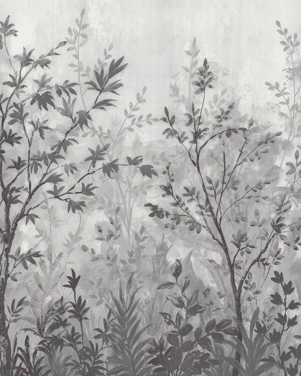 Forest in Bloom Monochrome Bespoke Mural