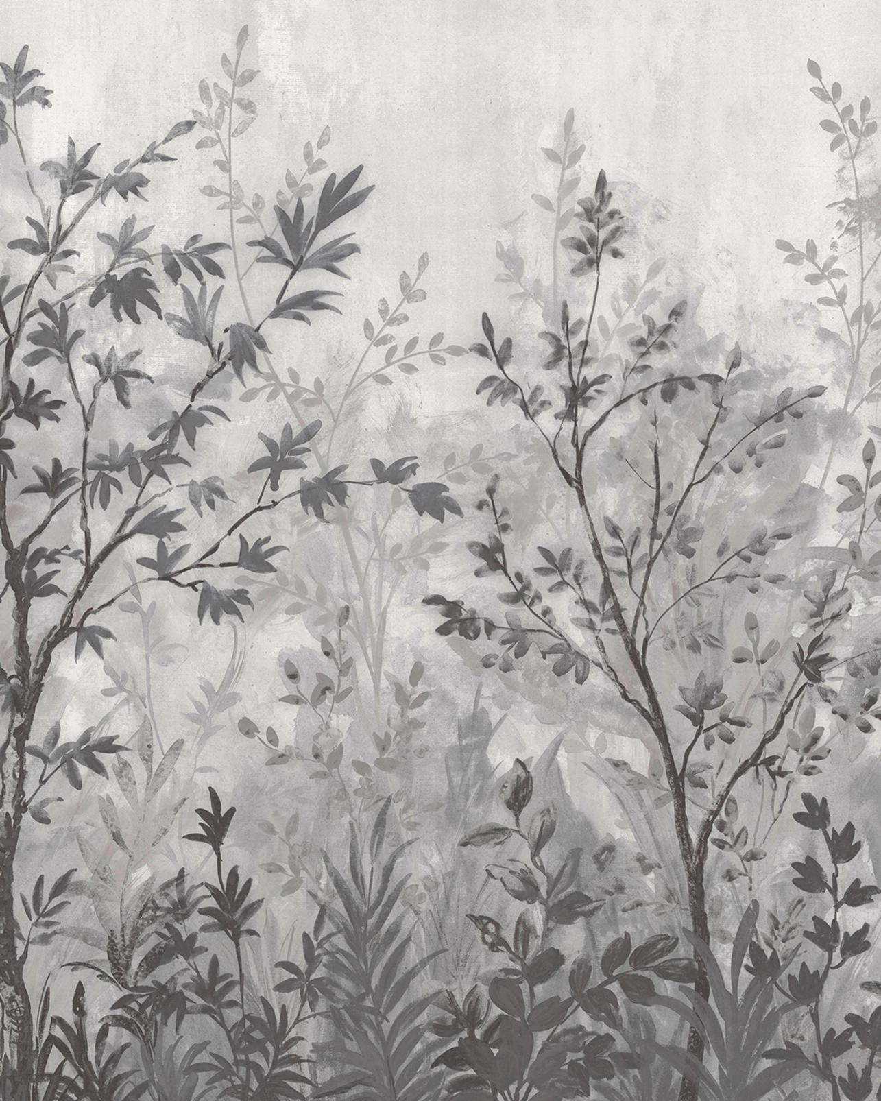 Forest in Bloom Monochrome Bespoke Mural