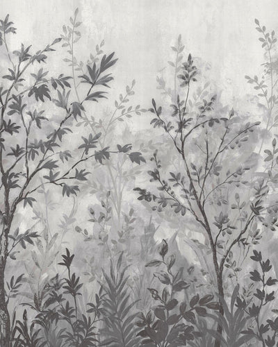Forest in Bloom Monochrome Bespoke Mural