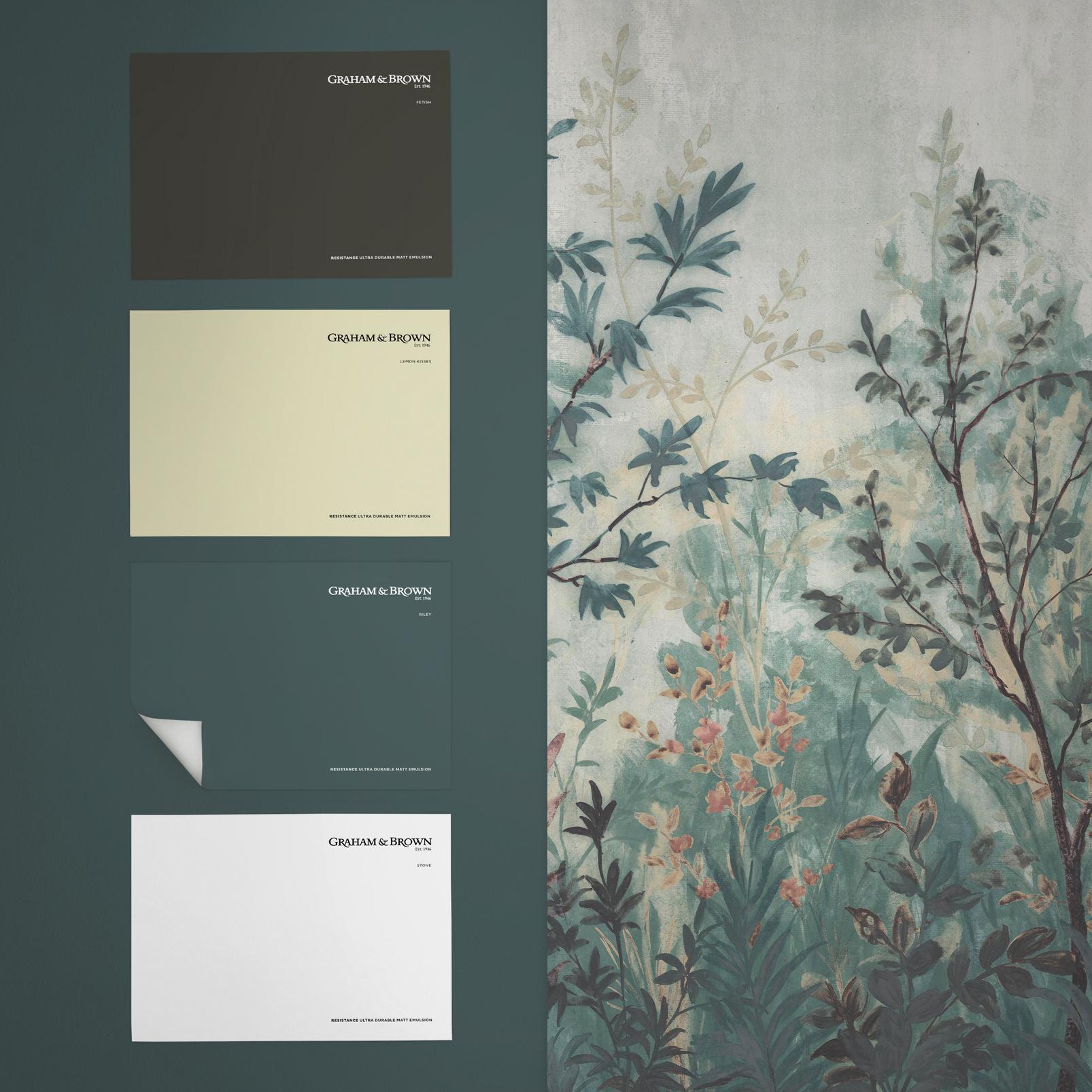Forest in Bloom Teal & Pink Bespoke Mural