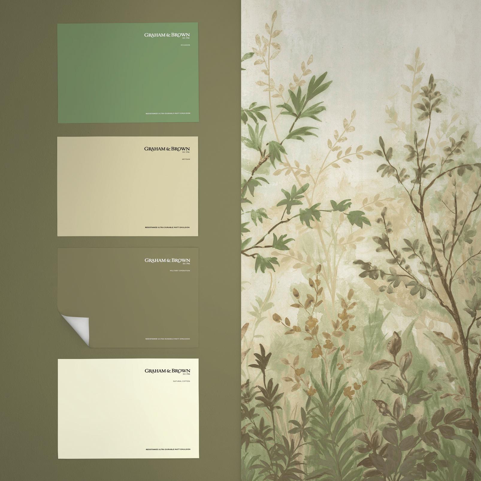 Forest in Bloom Sage Bespoke Mural