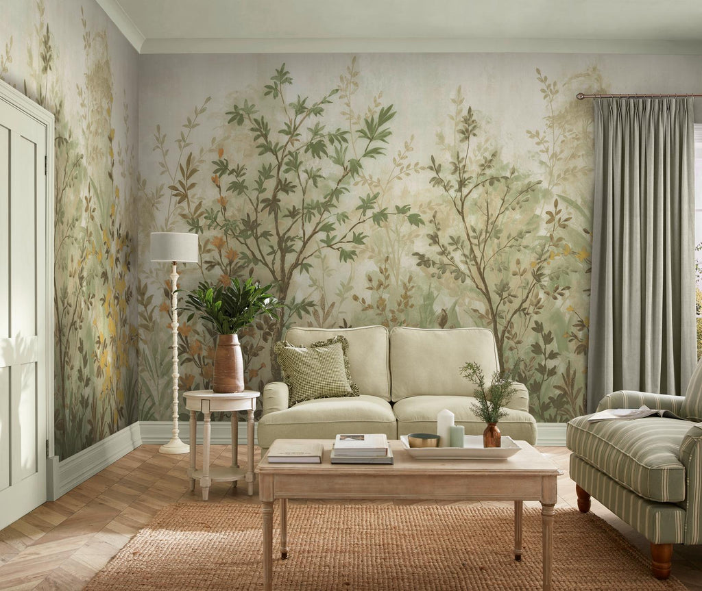 Forest in Bloom Sage Bespoke Mural
