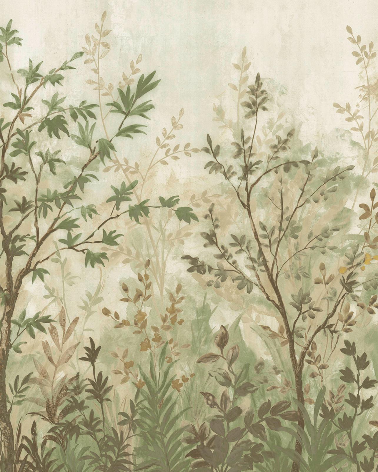 Forest in Bloom Sage Bespoke Mural