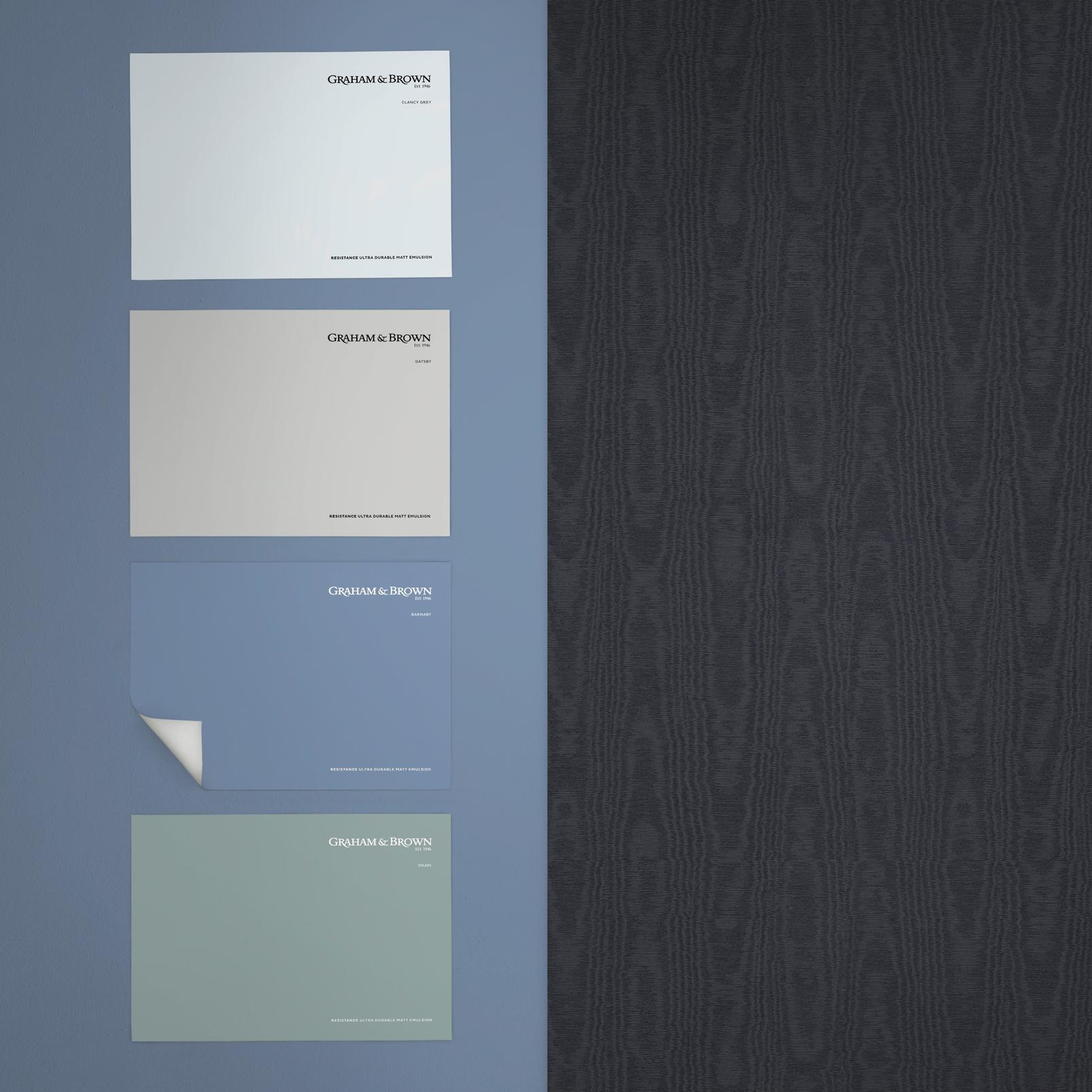 Moire Navy Wallpaper
