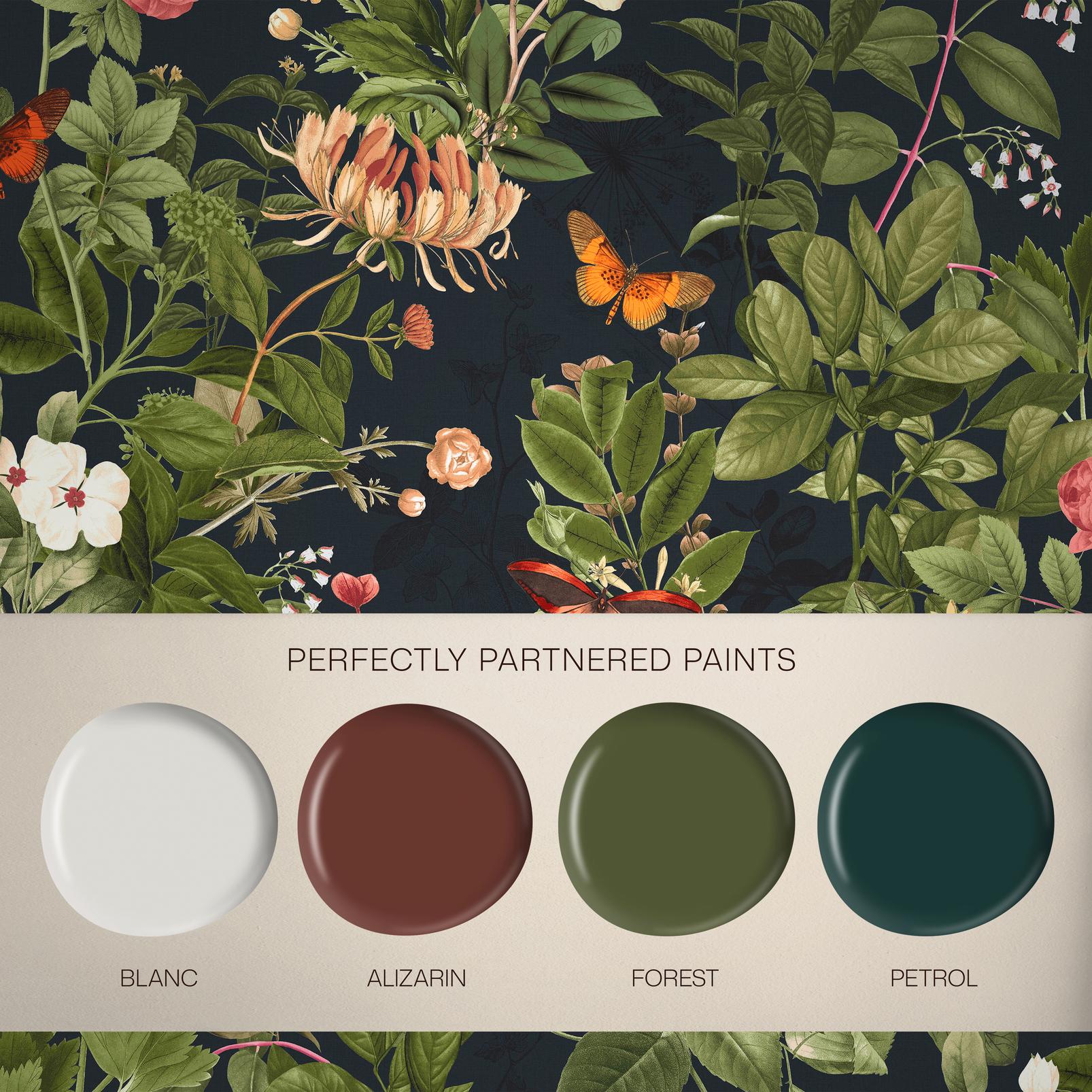 Bodnant Garden Navy Wallpaper (Set of 2)