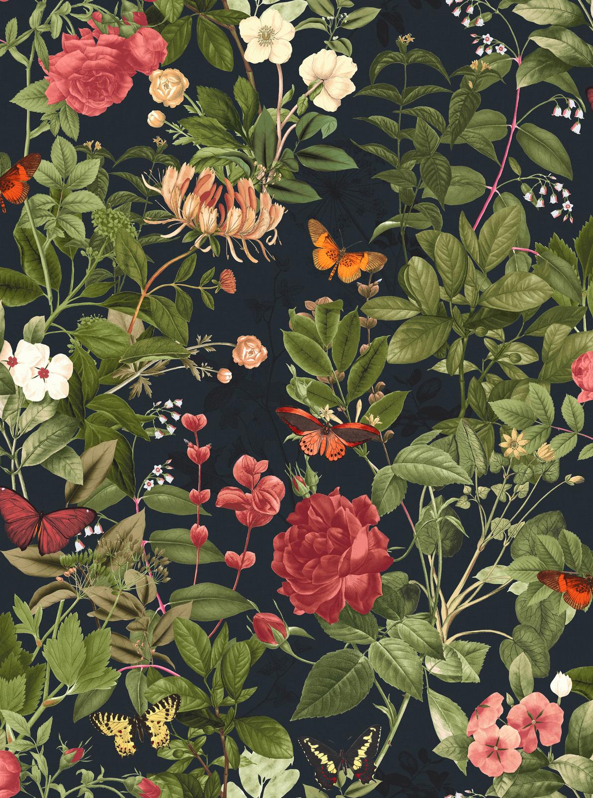 Bodnant Garden Navy Wallpaper (Set of 2)