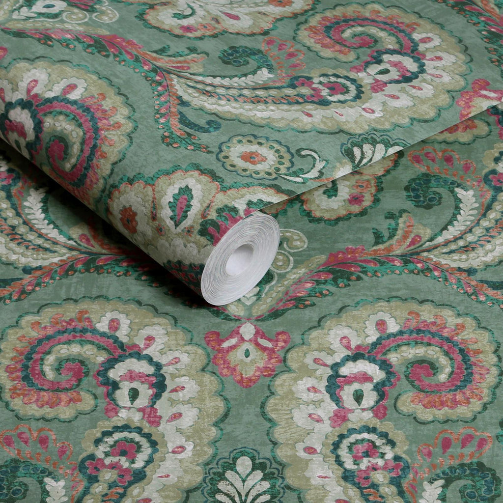 Paisley Tapestry Petrol Wallpaper