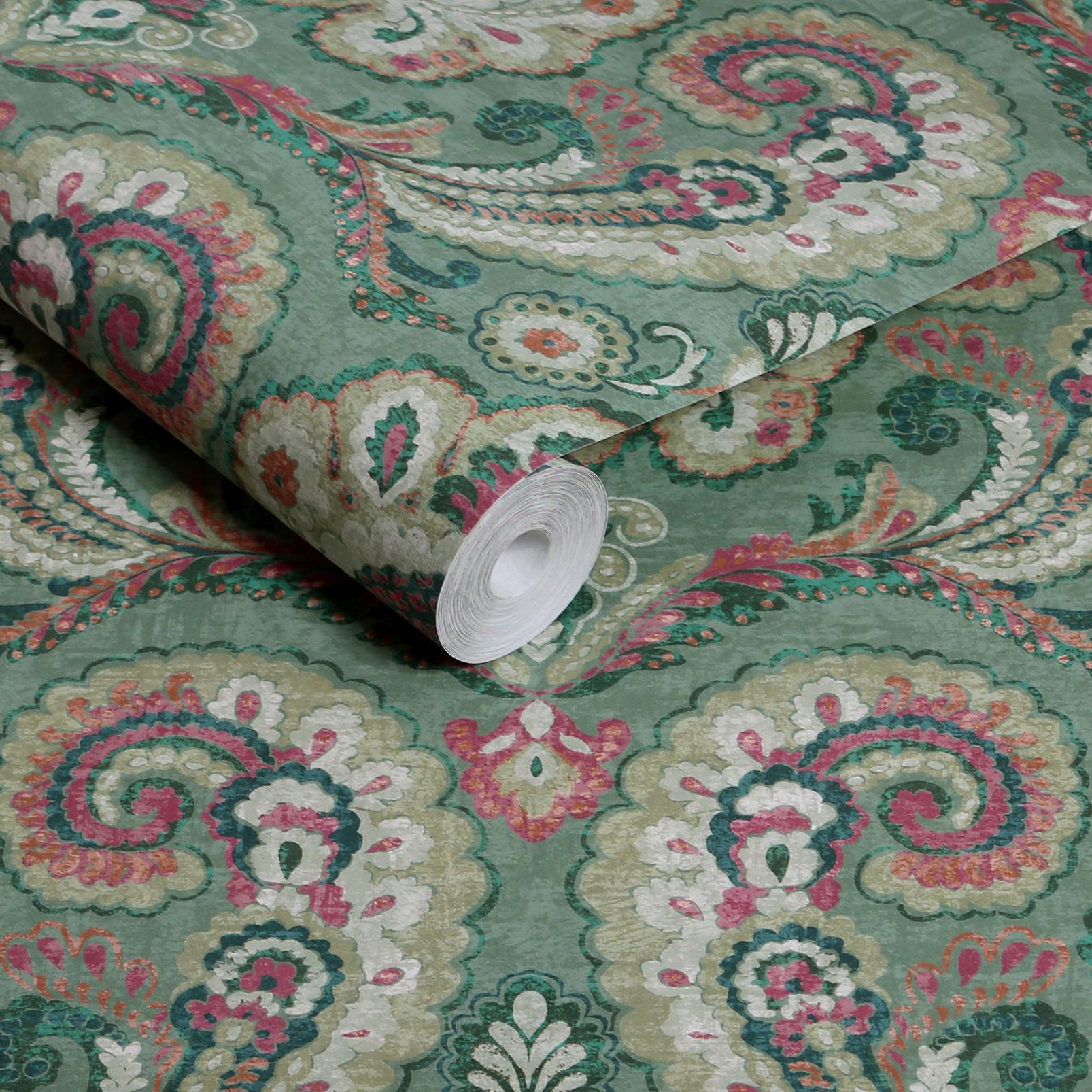 Paisley Tapestry Petrol Wallpaper