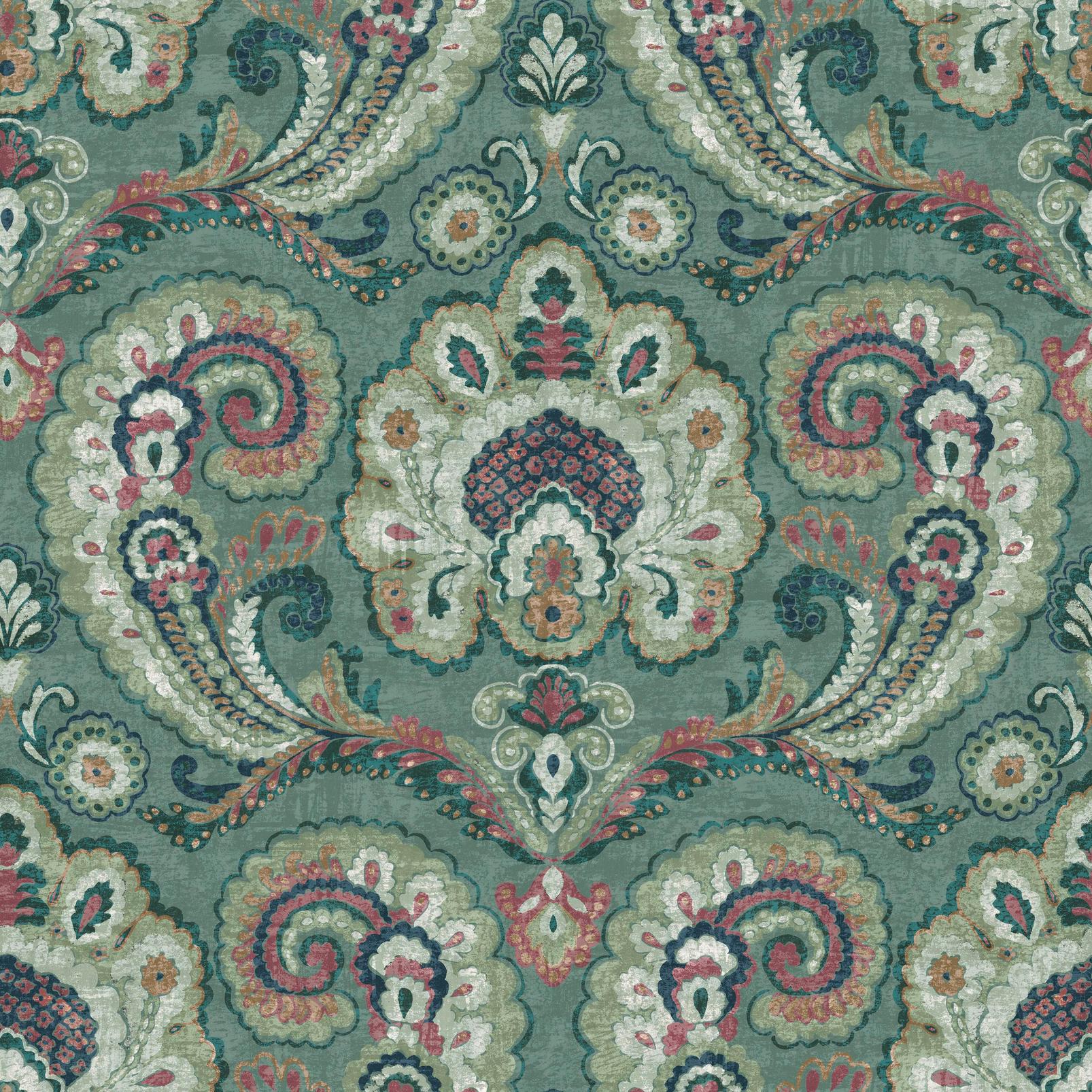 Paisley Tapestry Petrol Wallpaper