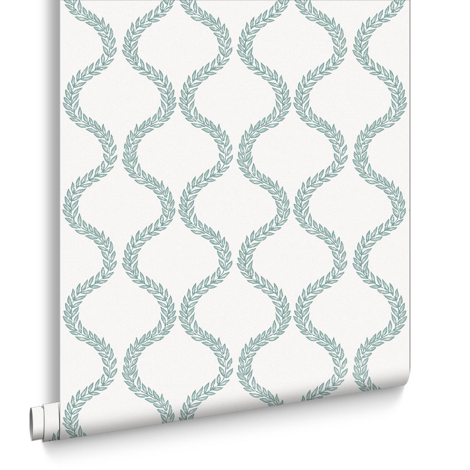 Laurel Leaf Trellis Mist Wallpaper